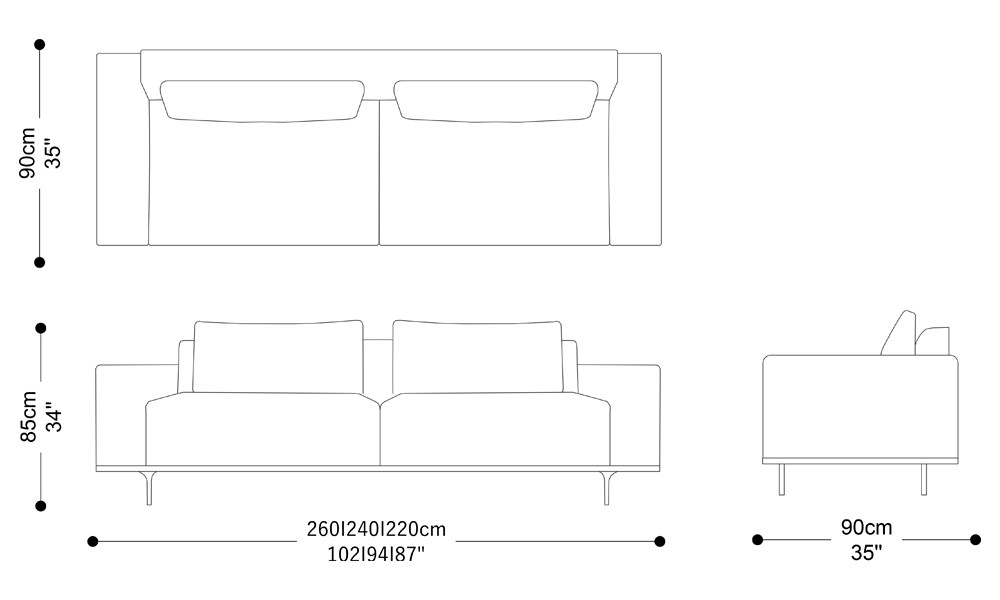 Image of the main dimensions of the product